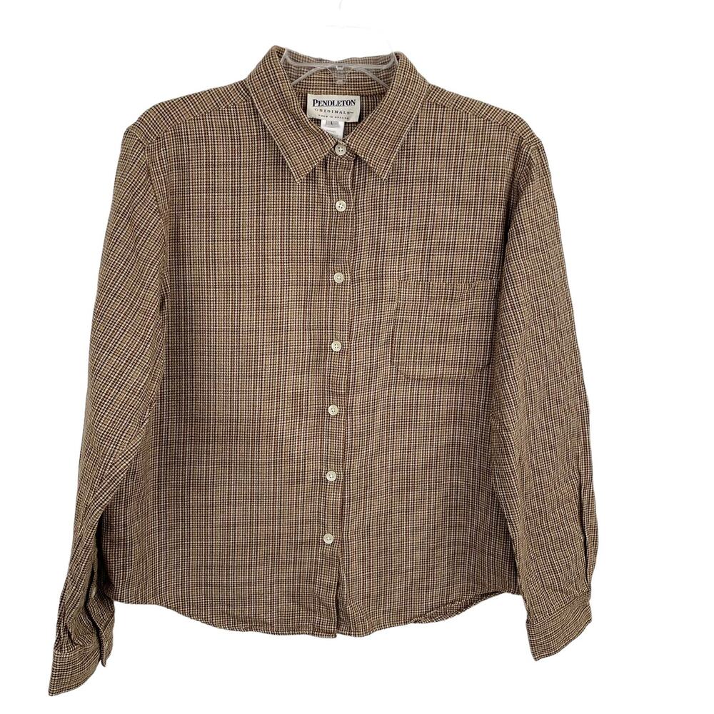 Pendleton Brown Checkered Button Down Shirt - image 1